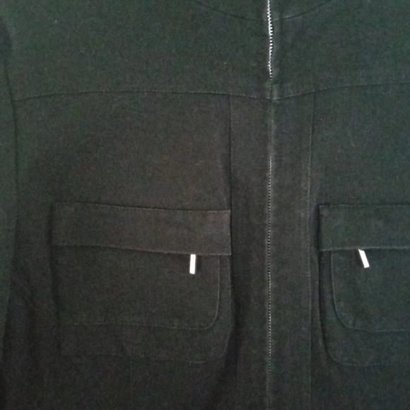 Lafayette 148 Women's Black Denim Zip Up Jacket Zippered Pockets Cotton Size 6 - Picture 3 of 8